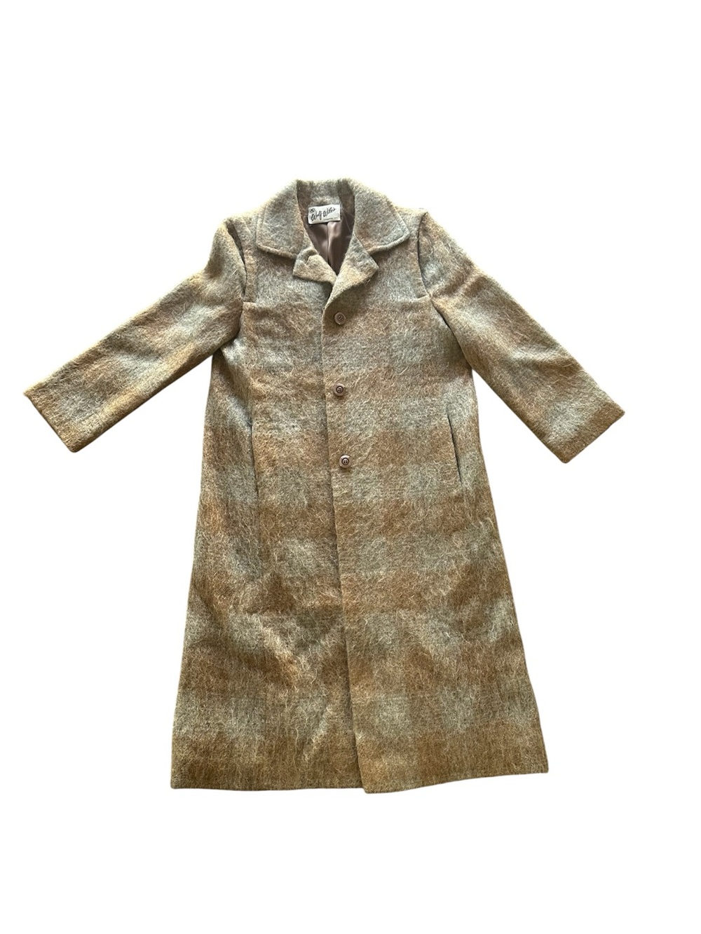 Vintage Wolf Wile’s long wool coat, plaid, fits 8-10, excellent